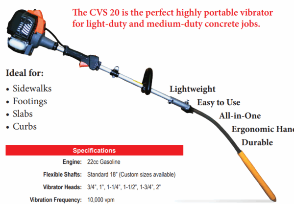 Gas Concrete Vibrator 1" - CSV20 - Northrock