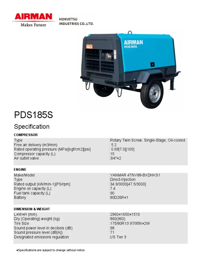 Air Compressor 185 CFM Towable, Diesel - Image 4