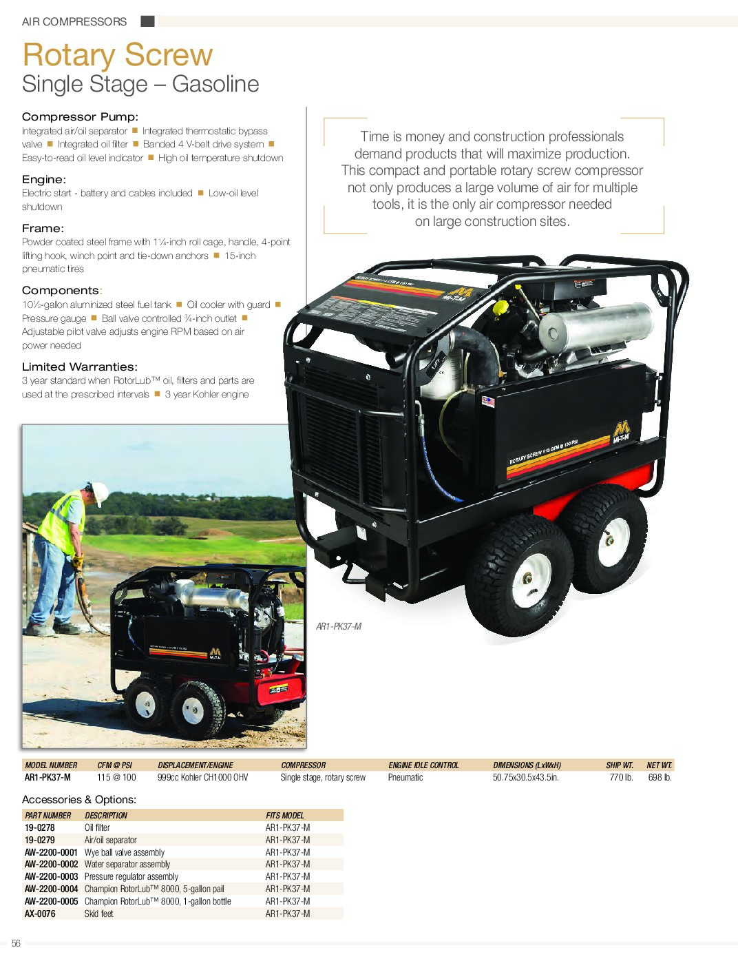 Air Compressor 115 Cfm Portable (Gas) - Image 2